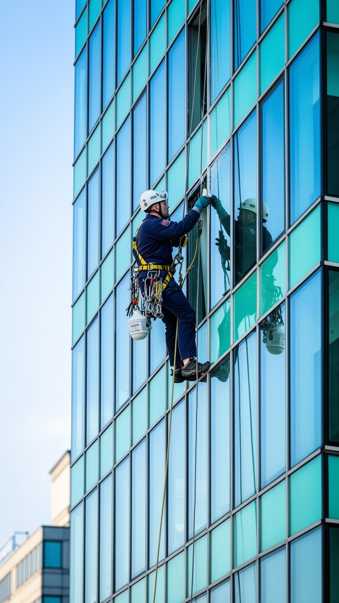 High-rise glasbewassing